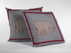 16 Red Gray Elephant Zippered Suede Throw Pillow