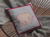 16 Red Gray Elephant Zippered Suede Throw Pillow