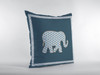 16 Spruce Blue Elephant Zippered Suede Throw Pillow