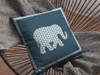 16 Spruce Blue Elephant Zippered Suede Throw Pillow