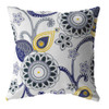 18 Navy White Floral Suede Zippered Throw Pillow