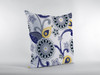 18 Navy White Floral Suede Zippered Throw Pillow