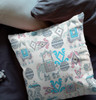 20" White Cyan Tribal Indoor Outdoor Zip Throw Pillow