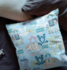 16" Sky Blue Tribal Indoor Outdoor Zip Throw Pillow