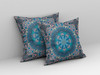 16 Blue Pink Jewel Indoor Outdoor Zippered Throw Pillow