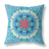 16 Turquoise Pink Jewel Indoor Outdoor Zippered Throw Pillow