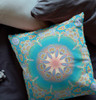 16 Blue Gold Jewel Indoor Outdoor Zippered Throw Pillow