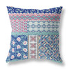 16 Blue Pink Patch Indoor Outdoor Zippered Throw Pillow