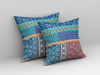 16 Blue Orange Patch Indoor Outdoor Zippered Throw Pillow