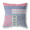 20 White Pink Patch Indoor Outdoor Zippered Throw Pillow