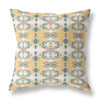 16 Tan Blue Patterned Indoor Outdoor Zippered Throw Pillow