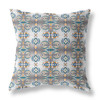 20 White Brown Patterned Indoor Outdoor Zippered Throw Pillow