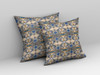 16 Brown Blue Patterned Indoor Outdoor Zippered Throw Pillow