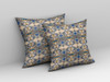 20 Brown Blue Patterned Indoor Outdoor Zippered Throw Pillow