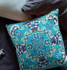 16" Cyan Blue Filigree Indoor Outdoor Zip Throw Pillow