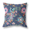 16" Navy Pink Peacock Indoor Outdoor Zip Throw Pillow