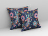 20" Navy Pink Peacock Indoor Outdoor Zip Throw Pillow