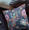 26" Navy Pink Peacock Indoor Outdoor Zip Throw Pillow