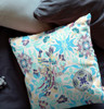 16" White Blue Peacock Indoor Outdoor Zip Throw Pillow