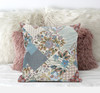 18" Gold Pink Floral Suede Throw Pillow