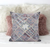 16 Gray Pink Patch Suede Throw Pillow