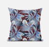 16 Blue Red Tropical Suede Throw Pillow