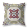 18 Green Brown Geo Tribal Indoor Outdoor Throw Pillow