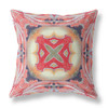 18 Peach Red Geo Tribal Indoor Outdoor Throw Pillow