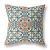 16" Blue Cream Cloverleaf Indoor Outdoor Throw Pillow