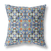 28" Blue Orange Cloverleaf Indoor Outdoor Throw Pillow