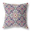 26" Mauve Blue Cloverleaf Indoor Outdoor Throw Pillow