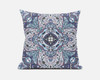 16" Light Blue Gray Floral Boho Suede Throw Pillow