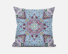 16" Blue Magenta Boho Chic Floral Suede Throw Pillow