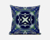 18 Evening Blue Green Geo Tribal Suede Throw Pillow