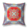 18 Blue Orange Geo Tribal Suede Throw Pillow