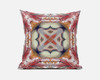 18 Red Orange Geo Tribal Suede Throw Pillow