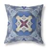 20 Blue Cream Geo Tribal Suede Throw Pillow