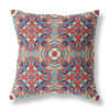 16" Orange Blue Cloverleaf Boho Suede Throw Pillow