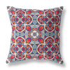 16" Red Blue Cloverleaf Boho Suede Throw Pillow