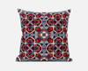 16" Red Blue Cloverleaf Boho Suede Throw Pillow