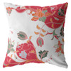 28" Red White Garden Indoor Outdoor Throw Pillow