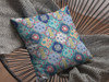 16 Blue Peach Trellis Indoor Outdoor Throw Pillow