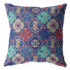 28 Navy Red Trellis Indoor Outdoor Throw Pillow