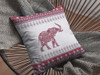 16 Red White Ornate Elephant Indoor Outdoor Throw Pillow