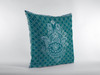 20 Teal White Hamsa Indoor Outdoor Throw Pillow