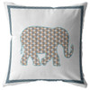 28 Gold White Elephant Indoor Outdoor Throw Pillow