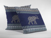 28 Navy Ornate Elephant Indoor Outdoor Throw Pillow