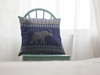 28 Navy Ornate Elephant Indoor Outdoor Throw Pillow