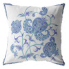 16 Blue White Wildflower Indoor Outdoor Throw Pillow