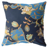 20" Navy Blue Garden Indoor Outdoor Zippered Throw Pillow